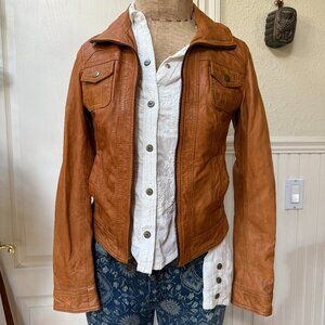 Vintage GIII Group Black Rivet Butterscotch Brown Women's Leather Jacket